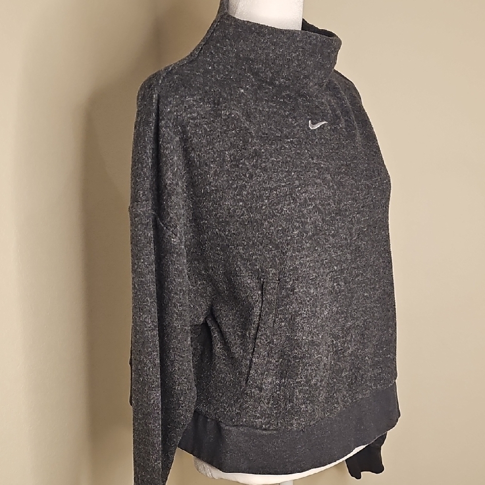 Nike Therma-fit Mock-Neck Gray Heather Training Top Sweatshirt Size Medium - Picture 3 of 7
